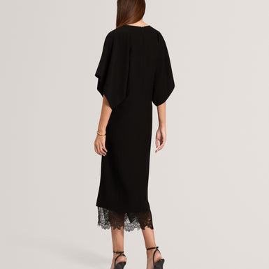 LANCHA: Batwing Midi Dress with Lace Hem