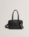 LAUNIA: Webbing Detail Non Leather Shoulder Bag