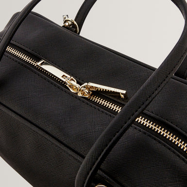 LAUNIA: Webbing Detail Non Leather Shoulder Bag