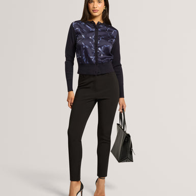 TAYANA: Printed Woven Front Cardigan