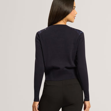 TAYANA: Printed Woven Front Cardigan