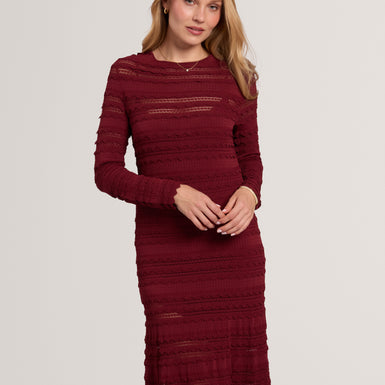 KASEYA: Long Sleeve Knitted Midi Dress
