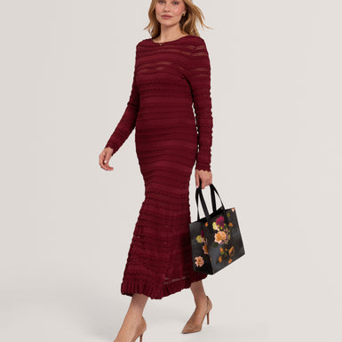 KASEYA: Long Sleeve Knitted Midi Dress