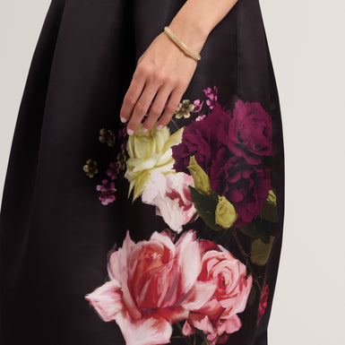 VENELLA: Mockable Midi Dress With Tulip Printed Skirt