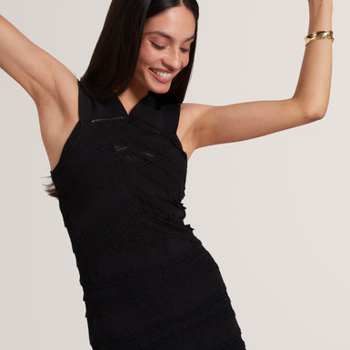 SOLEANE: Halter Neck Knitted Midi Dress