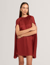 JOYELA: Satin Crew Neck Mini Dress