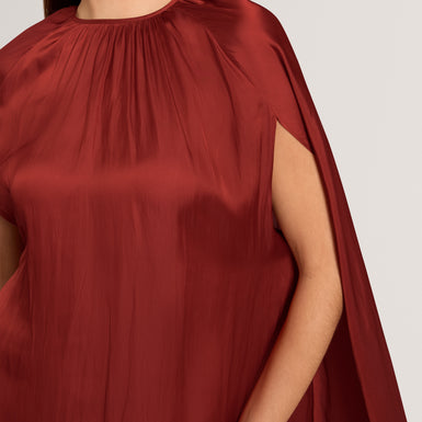 JOYELA: Satin Crew Neck Mini Dress