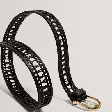 LANNEE: Lace Tape Leather Belt