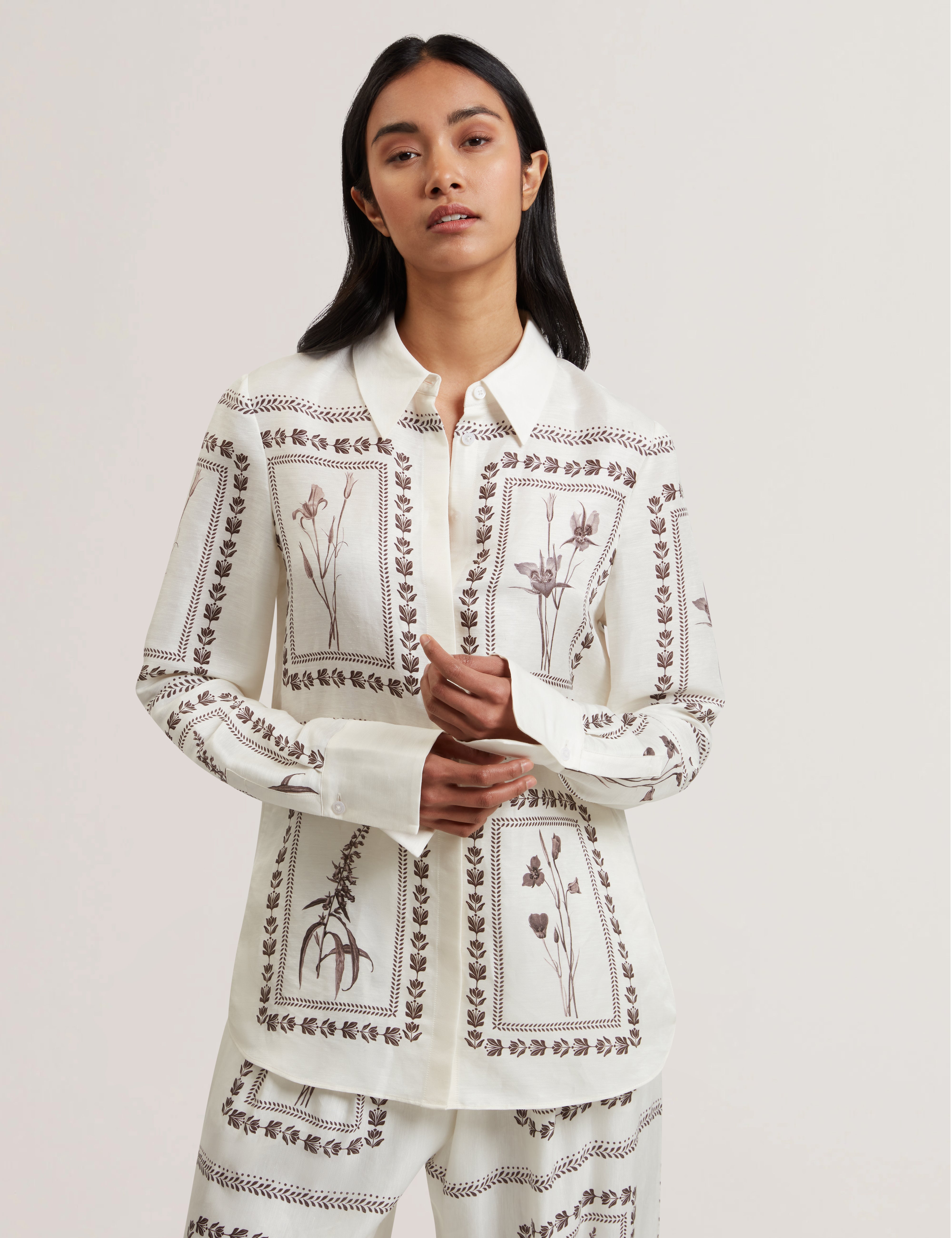 Women's SIMCOA-Linen Silk Longline Shirt Ivory