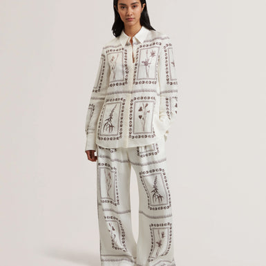 Women's SIMCOA-Linen Silk Longline Shirt Ivory