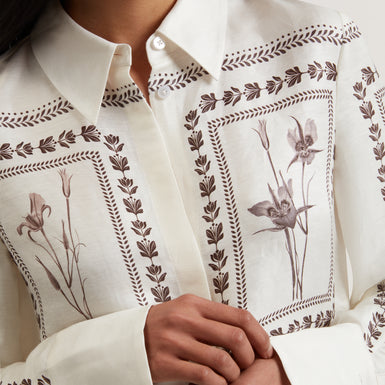Women's SIMCOA-Linen Silk Longline Shirt Ivory