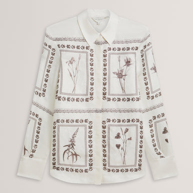 Women's SIMCOA-Linen Silk Longline Shirt Ivory