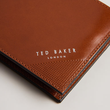 PRUGS: Embossed Corner Leather Bifold Coin Wallet
