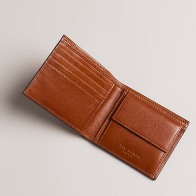PRUGS: Embossed Corner Leather Bifold Coin Wallet