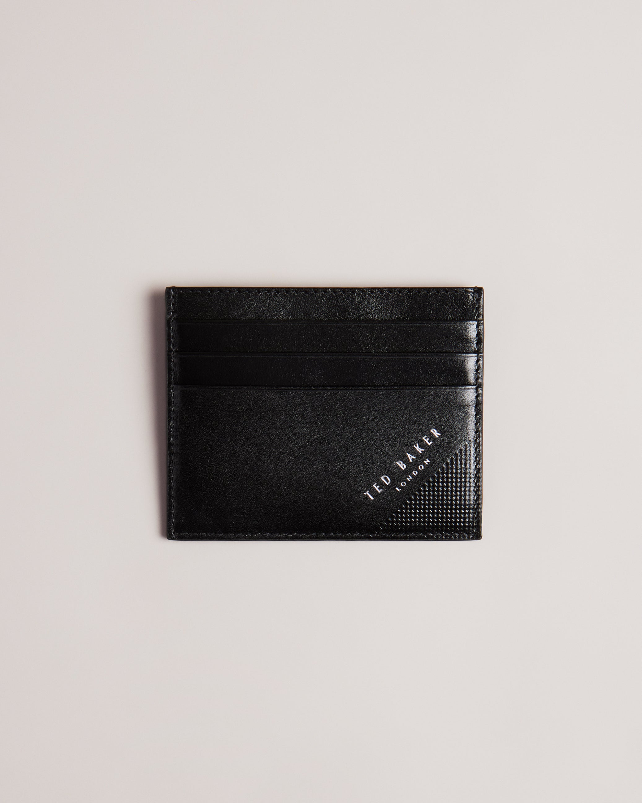 Men's Raffle-Embossed Corner Leather Cardholder Black