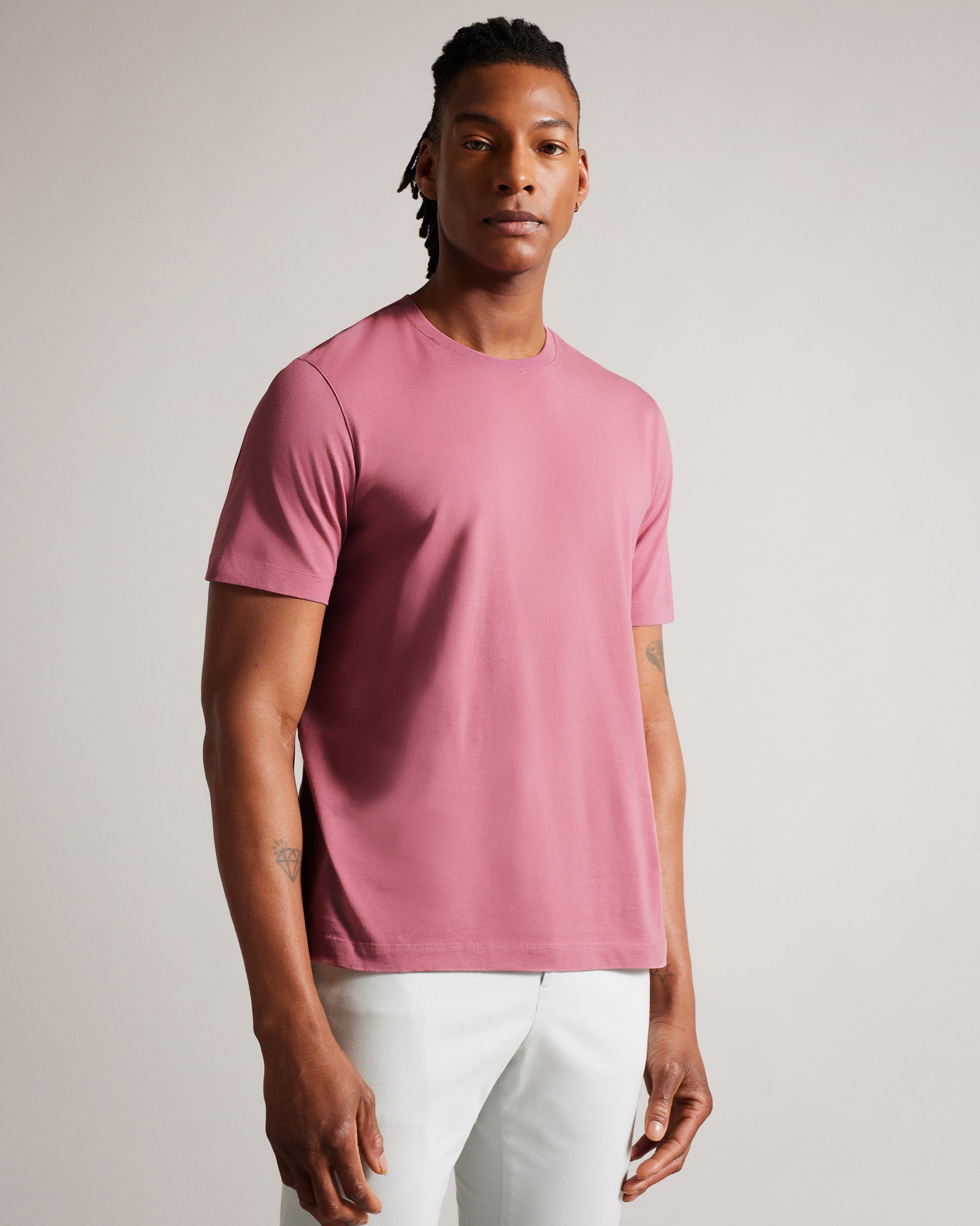 Men's Tywinn-Ss Regular Plain T-Shirt Pink
