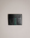 Men's Evet-Striped Leather Cardholder Black
