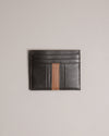 Men's Evet-Striped Leather Cardholder Brn-Choc