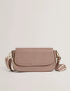 LOUIIZE: Webbing Leather Flapover Crossbody Bag