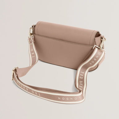 LOUIIZE: Webbing Leather Flapover Crossbody Bag