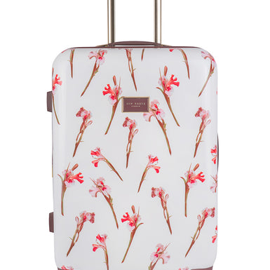 WILD IRIS: Medium 4 Wheel Trolley Case White