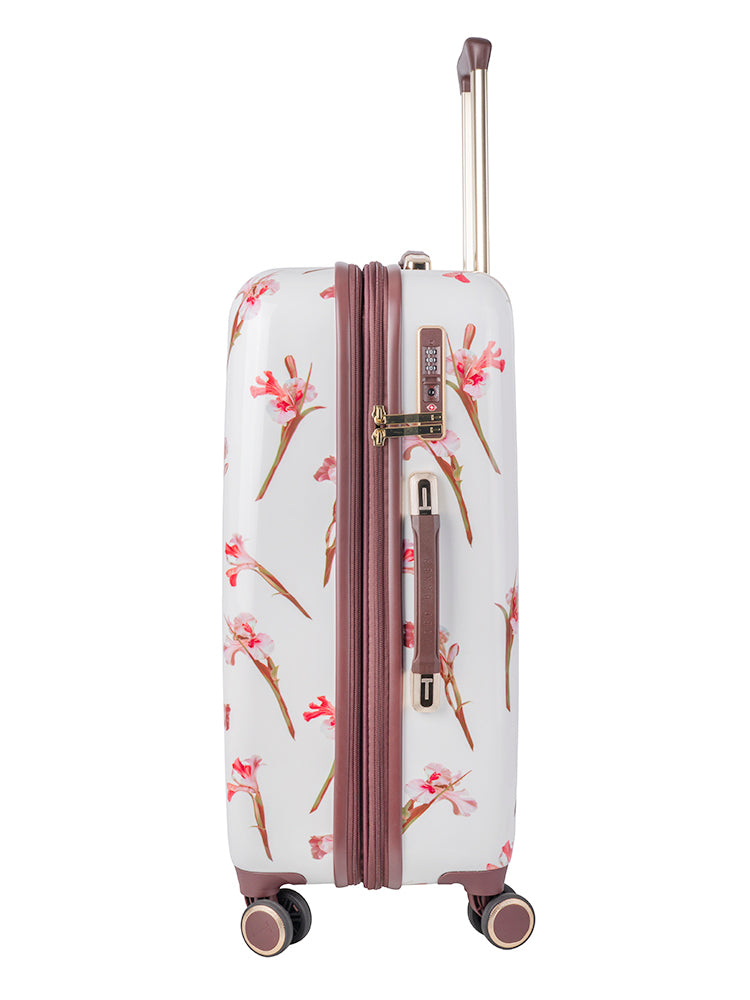 WILD IRIS: Medium 4 Wheel Trolley Case White