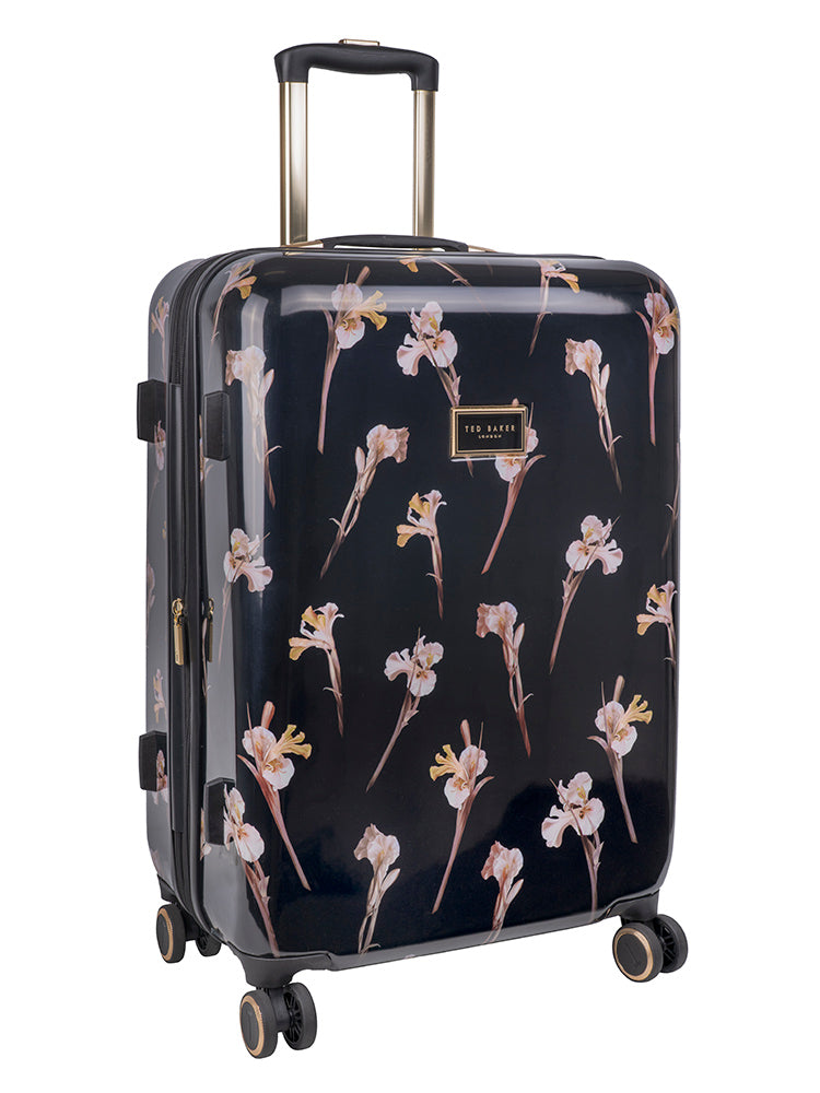 WILD IRIS: Medium 4 Wheel Trolley Case Black