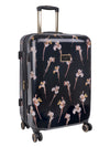 Wild Iris: Medium 4 Wheel Trolley Case Black