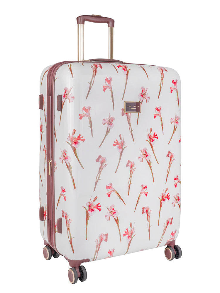 WILD IRIS: Large 4 Wheel Trolley Case White