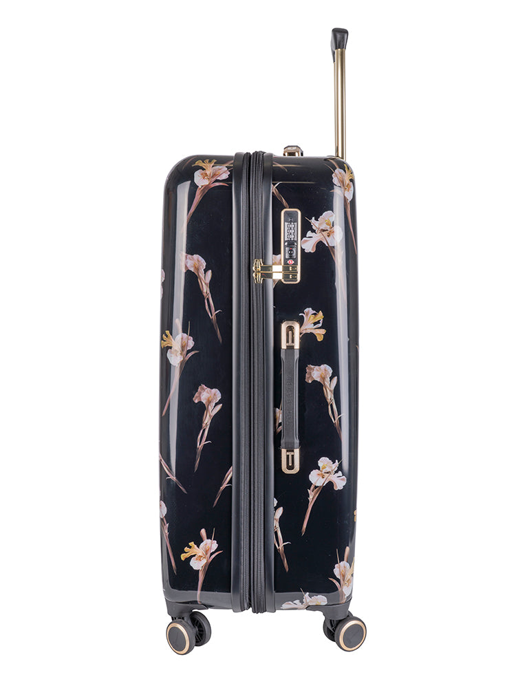 WILD IRIS: Large 4 Wheel Trolley Case Black