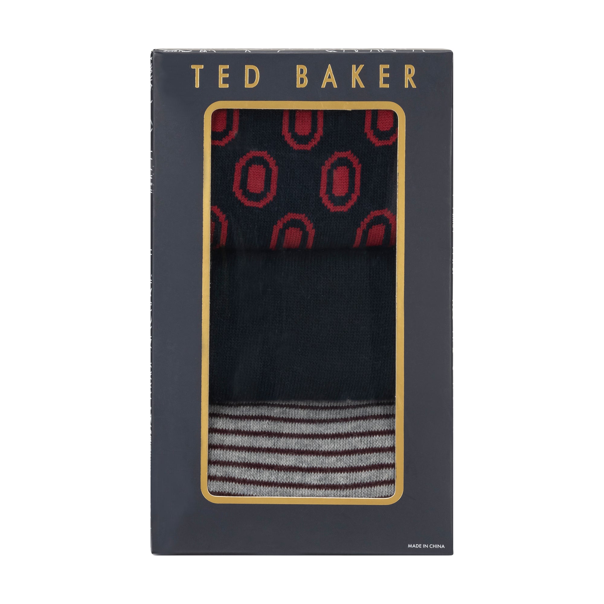 Mens TERRYG-3 PACK COTTON SOCKS GIFT SET Red