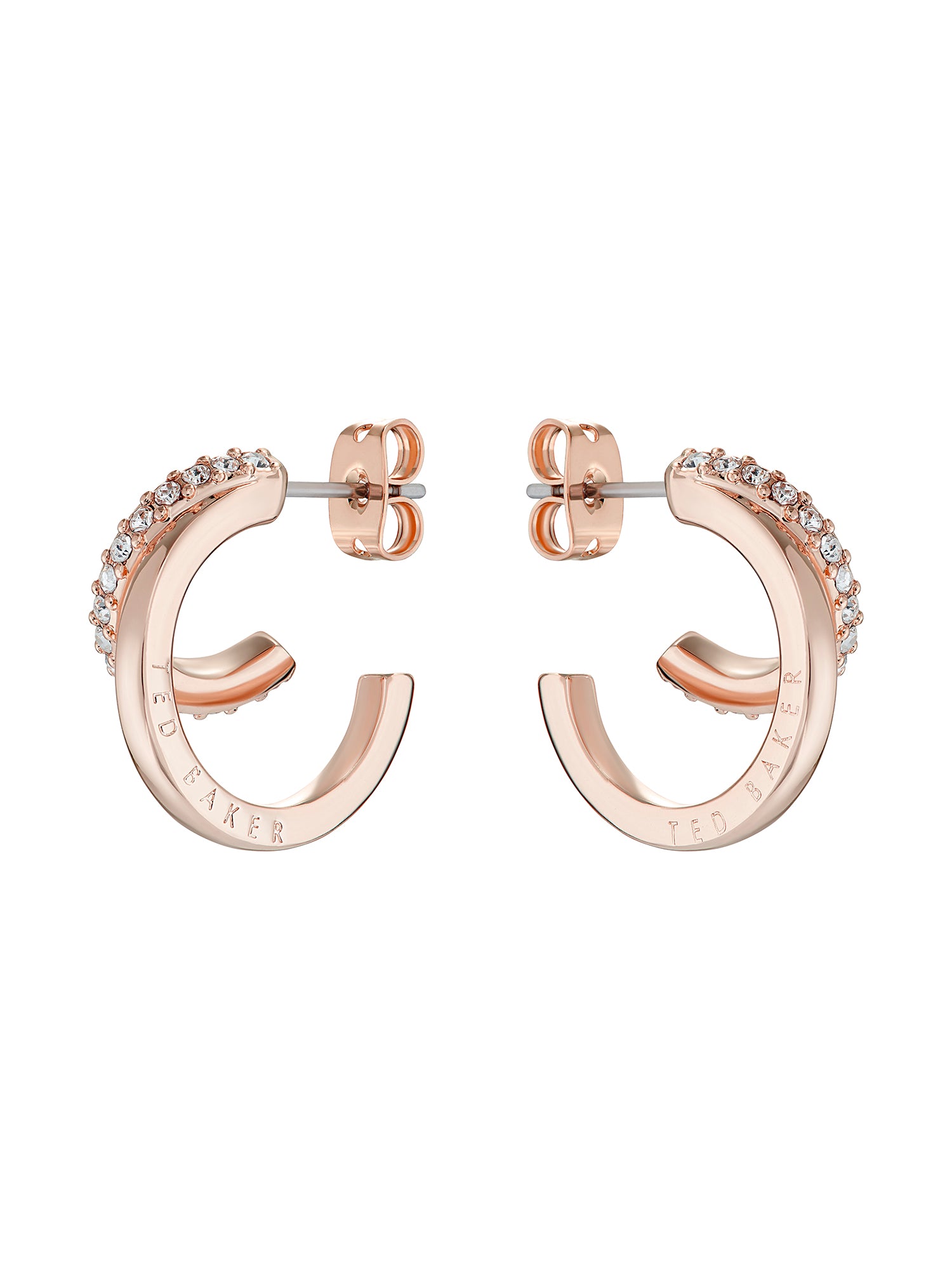 Women's Helias Rosegold Crystal Double Hoop Earrings