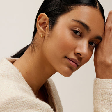 Women's Crislie Gold Logo Hoop Earringsa