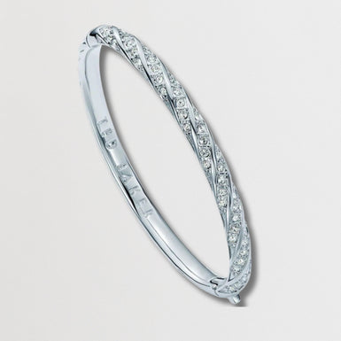 Torvi: Crystal Twist Hinged Bangle Bracelet