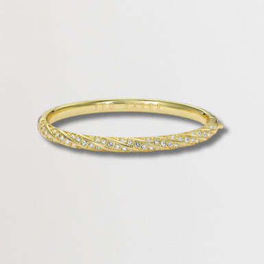TORVI: Crystal Twist Hinged Bangle Bracelet