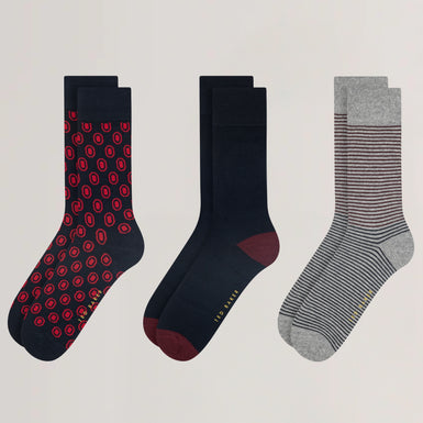 Mens TERRYG-3 PACK COTTON SOCKS GIFT SET Red