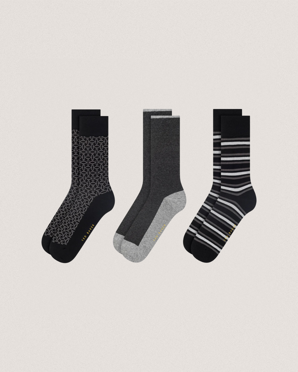 TERRYP: 3 Pack Cotton Crew Sock Black