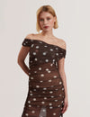 Women's TILDAHH-Cross Over Neck Printed Mesh