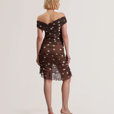 Women's TILDAHH-Cross Over Neck Printed Mesh