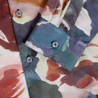 BRYNHIL: LS Regular Fit Large Painted Floral Shirt