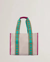 Women's Georjia-Branded Webbing Canvas Medium Tote White