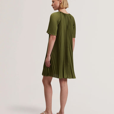 Women's VINLAA-Short Sleeve Pleated Mini Dress