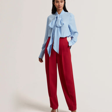 Women's ZAKIIA-Scarf Detail Long Sleeve Blouse Lt-Blue