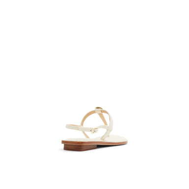 Women's Harpurr-Flat T-Strap Sandal & Signat Coin Ecru