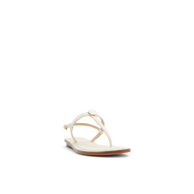 Women's Harpurr-Flat T-Strap Sandal & Signat Coin Ecru