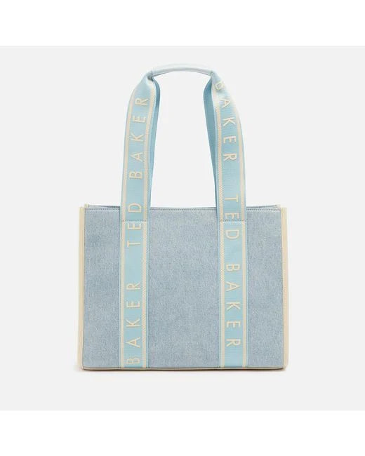 Women's Jeanee-Webbing Medium Denim Tote Bag Lt-Blue