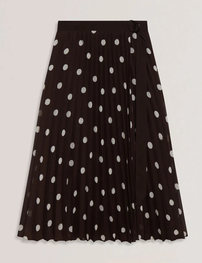 Women's EREO-Polka Dot Pleated Midi Skirt