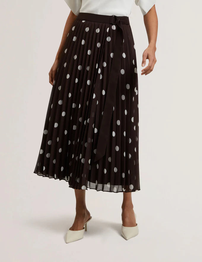 Women's EREO-Polka Dot Pleated Midi Skirt