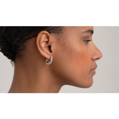 TONI: Crystal Twist Hoop Earrings Silver